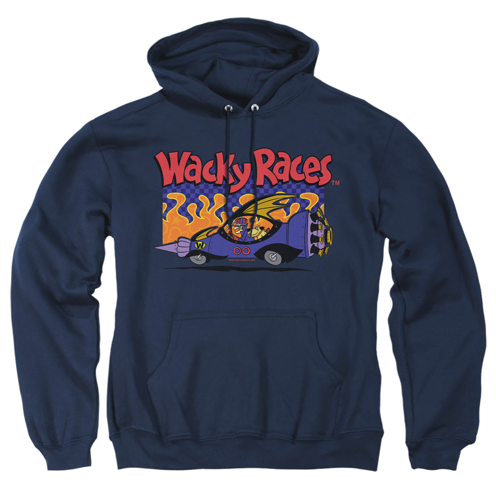 HNB158B-AFTH-2 Wacky Races Sweatshirt Adult Pullover Hoodie, Navy - Medium