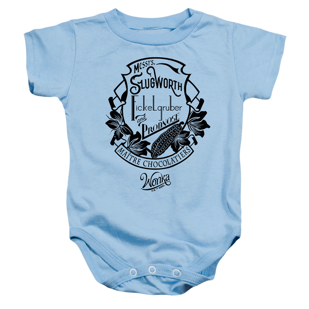 WBM10082-SS-2 Willy Wonka & The Chocolate Factory Master Chocolatiers Infant Snapsuit, Light Blue - Medium - 12 Month