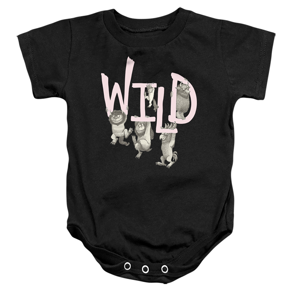 WBM1286-SS-2 Where The Wild Things Are Wild Infant Snapsuit, Black - Medium - 12 Month