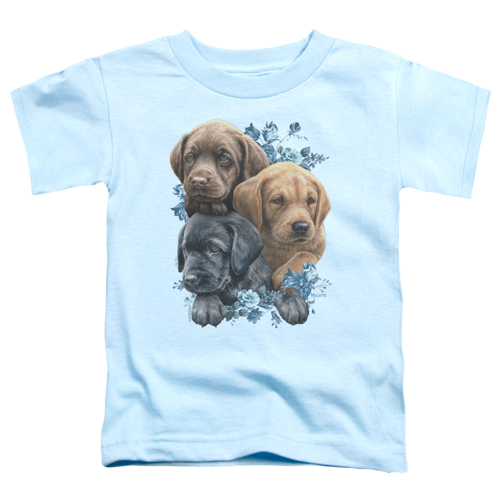 WW422-TT-2 Wild Wings Puppy Pile Toddler Short Sleeve T-Shirt, Light Blue - Medium 3T