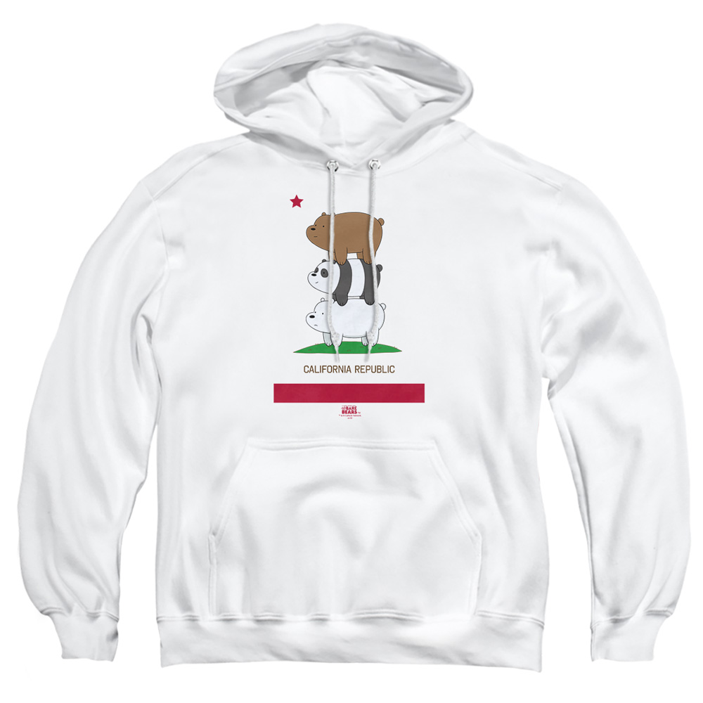 CN527-AFTH-4 We Bare Bears Cali Stack Adult Pullover Hoodie, White - Extra Large