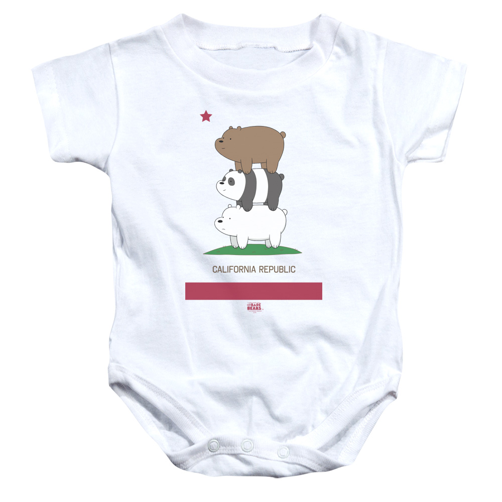 CN527-SS-1 We Bare Bears Cali Stack Infant Snapsuit, White - Small - 6 Month