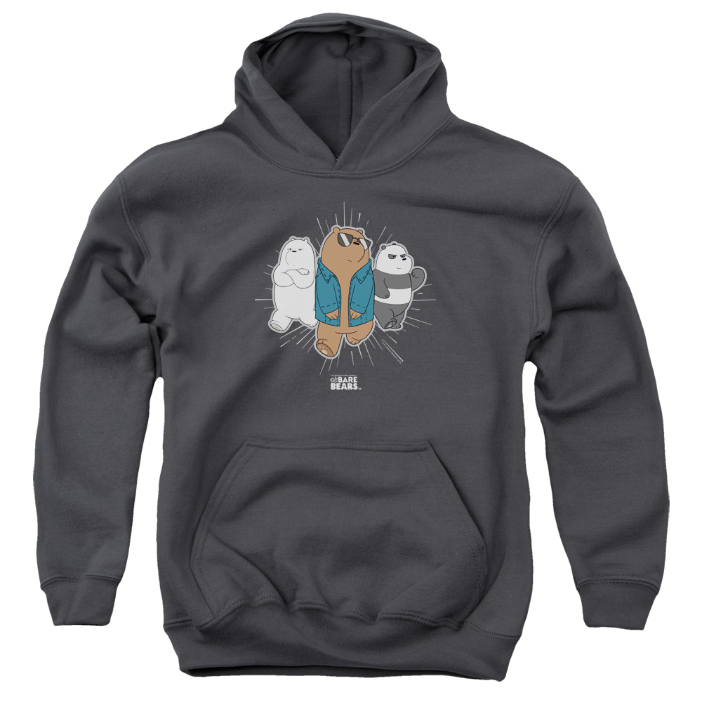 CN722-YFTH-3 We Bare Bears Jacket Youth Hooded Sweatshirt, Charcoal - Large
