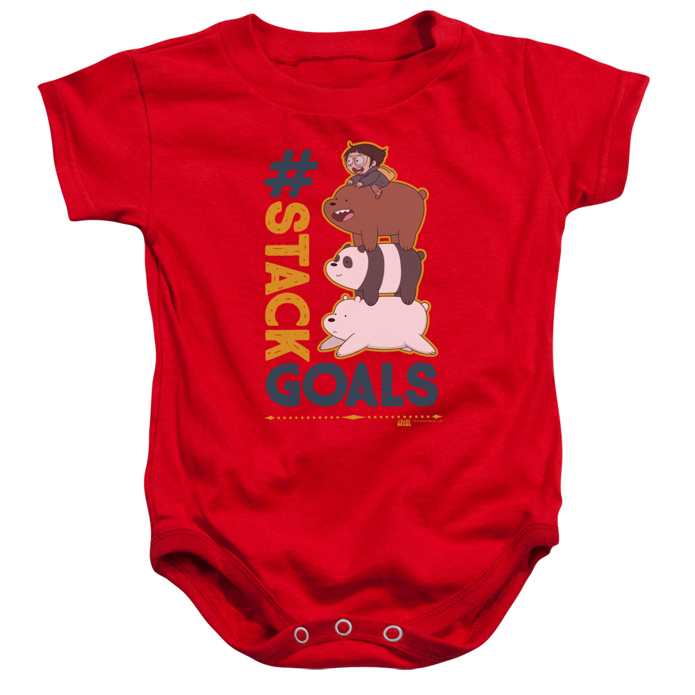 CN724-SS-1 We Bare Bears Stack Goals Infant Snapsuit, Red - Small - 6 Month