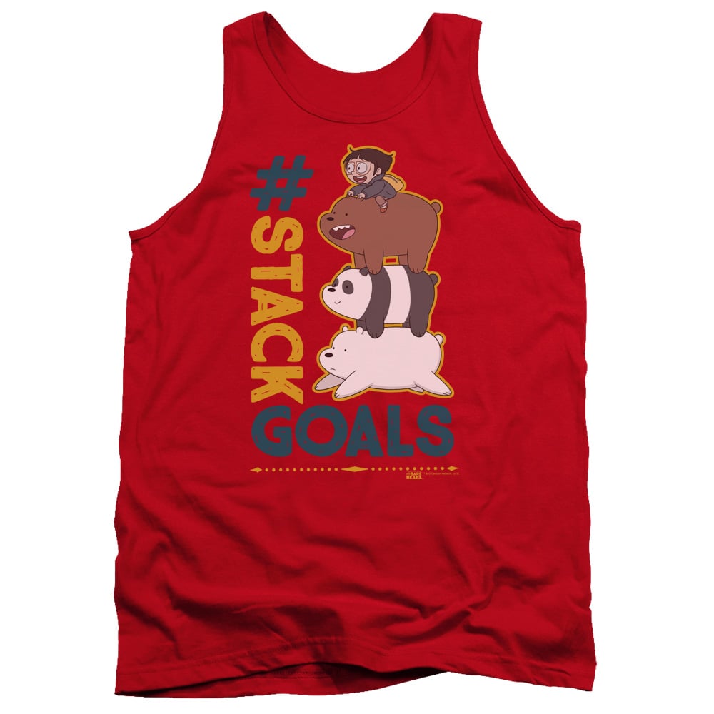 CN724-TK-5 We Bare Bears Stack Goals Adult Tank Top, Red - 2X
