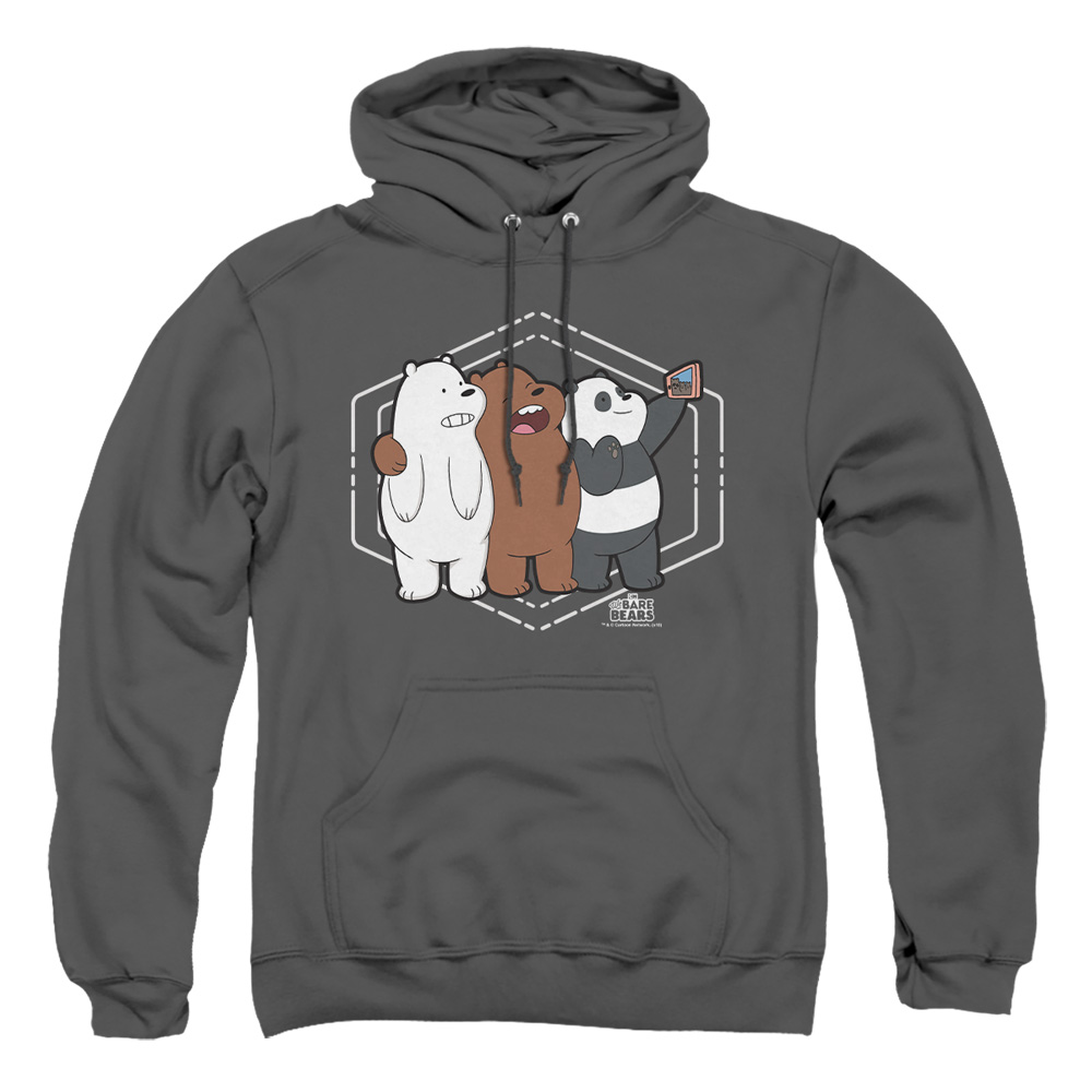 CN725-AFTH-1 We Bare Bears Selfie Adult Pullover Hoodie, Charcoal - Small