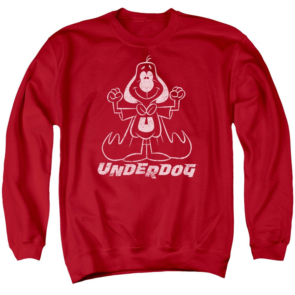 DRM107B-AS-2 Underdog Outline Under Adult Crewneck Sweatshirt, Red - Medium