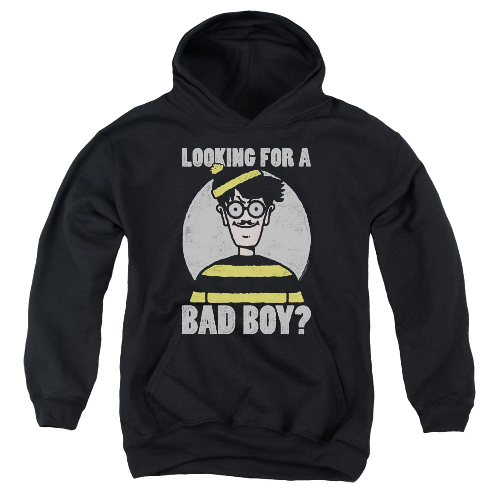 DRM360-YFTH-2 Wheres Waldo Bad Boy Youth Hooded Sweatshirt, Black - Medium