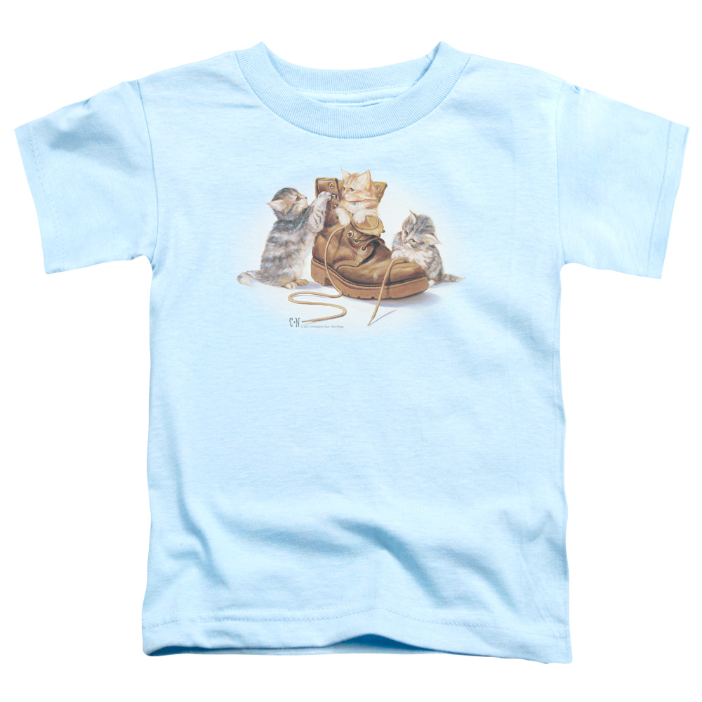 WW153-TT-2 Wildlife Playful Kittens Toddler Short Sleeve T-Shirt, Light Blue - Medium 3T