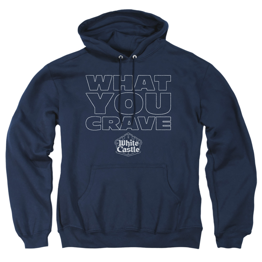 WHT130-AFTH-2 White Castle Craving Adult Pullover Hoodie, Navy - Medium
