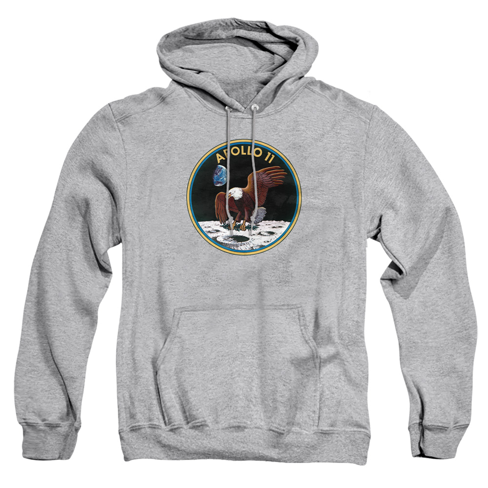 NASA102-AFTH-2 NASA Apollo 11 Adult Pullover Hoodie, Athletic Heather - Medium