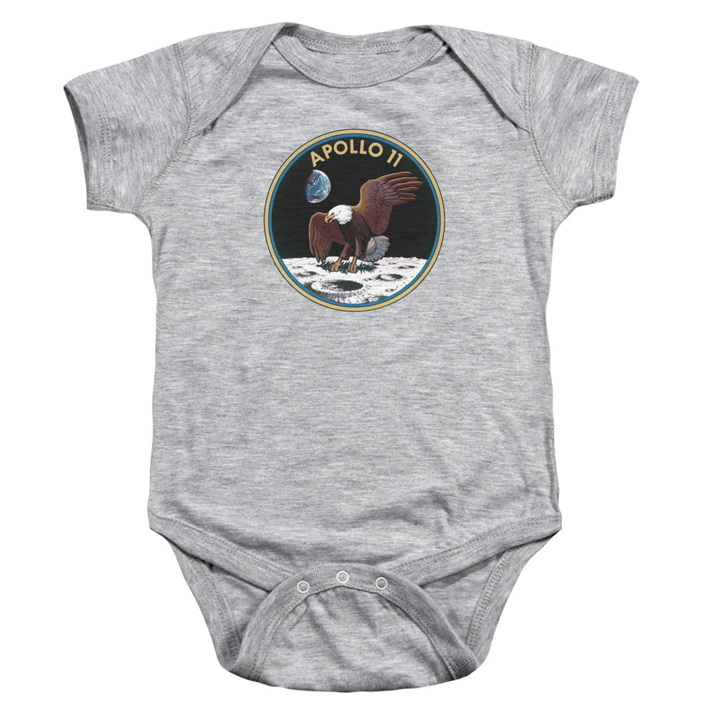NASA102-SS-2 NASA Apollo 11 Infant Snapsuit, Athletic Heather - Medium - 12 Month
