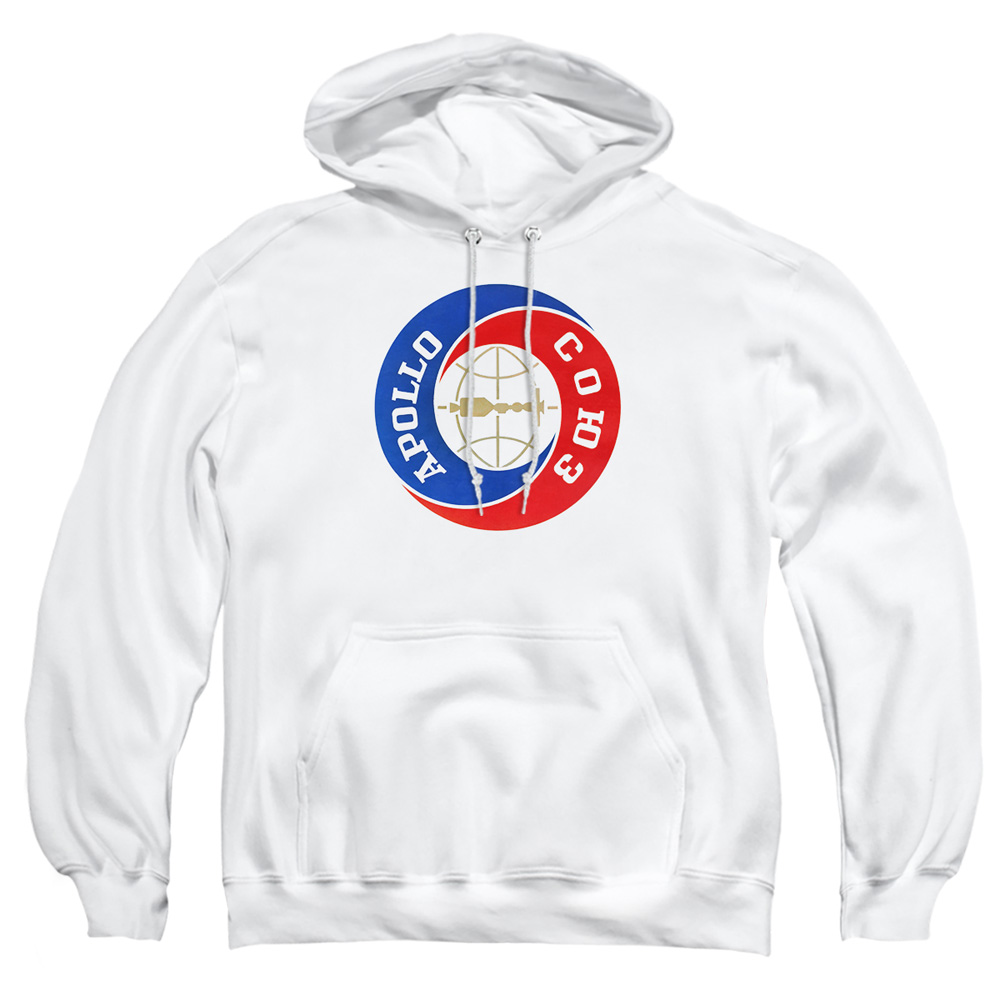 NASA105-AFTH-2 NASA Apollo Soyuz Adult Pullover Hoodie, White - Medium