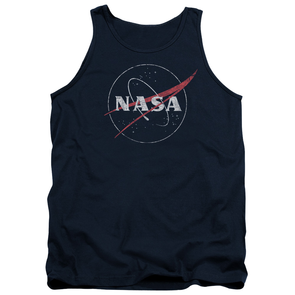 NASA111-TK-2 NASA Distressed Logo Adult Tank Top, Navy - Medium