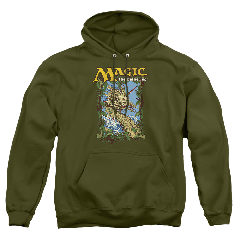 HBRO619-AFTH-4 Magic The Gathering Mirage Deck Art Adult Pullover Hoodie, Military Green - Extra Large
