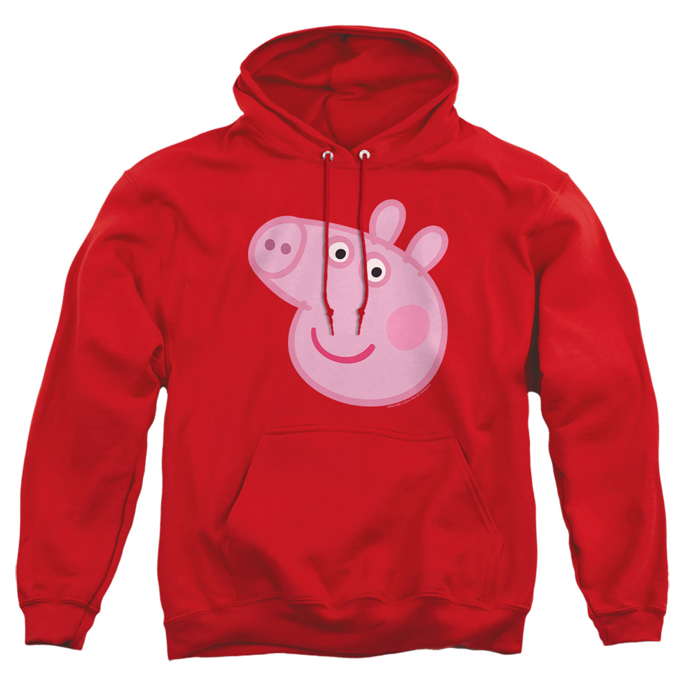 HBRO1448-AFTH-4 Peppa Pig Face Adult Pullover Hoodie, Red - Extra Large