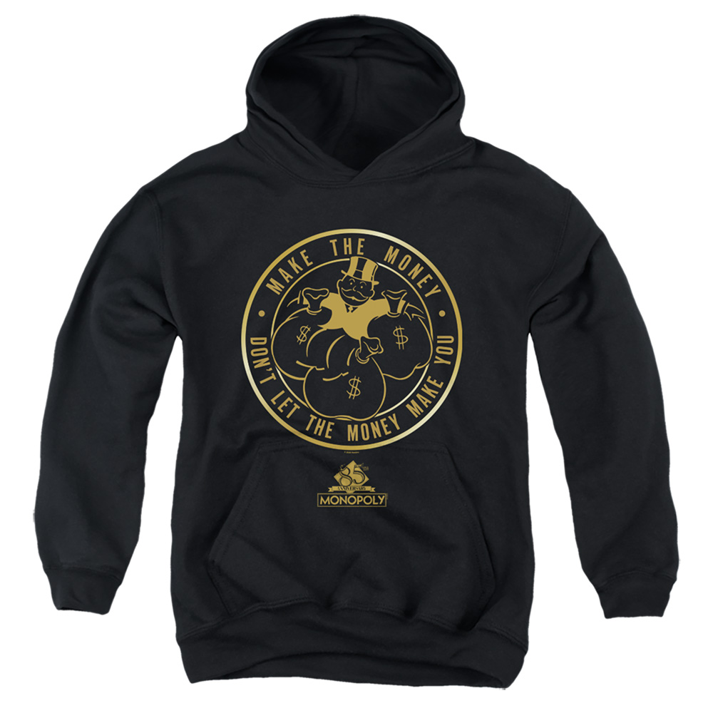 HBRO398-YFTH-2 Monopoly Make Youth Hooded Sweatshirt, Black - Medium