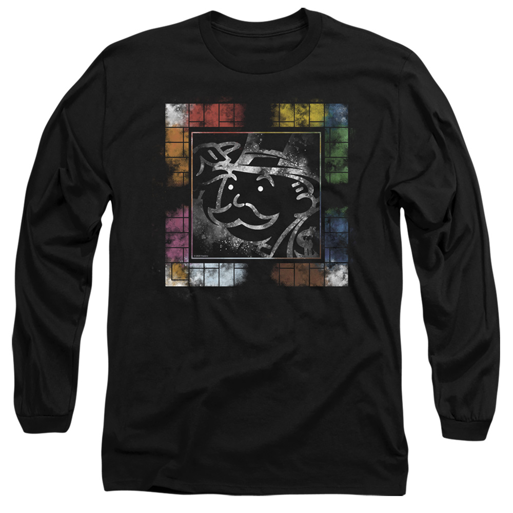 HBRO409-AL-3 Monopoly Dusty Game Board No Logo Adult Long Sleeve T-Shirt, Black - Large