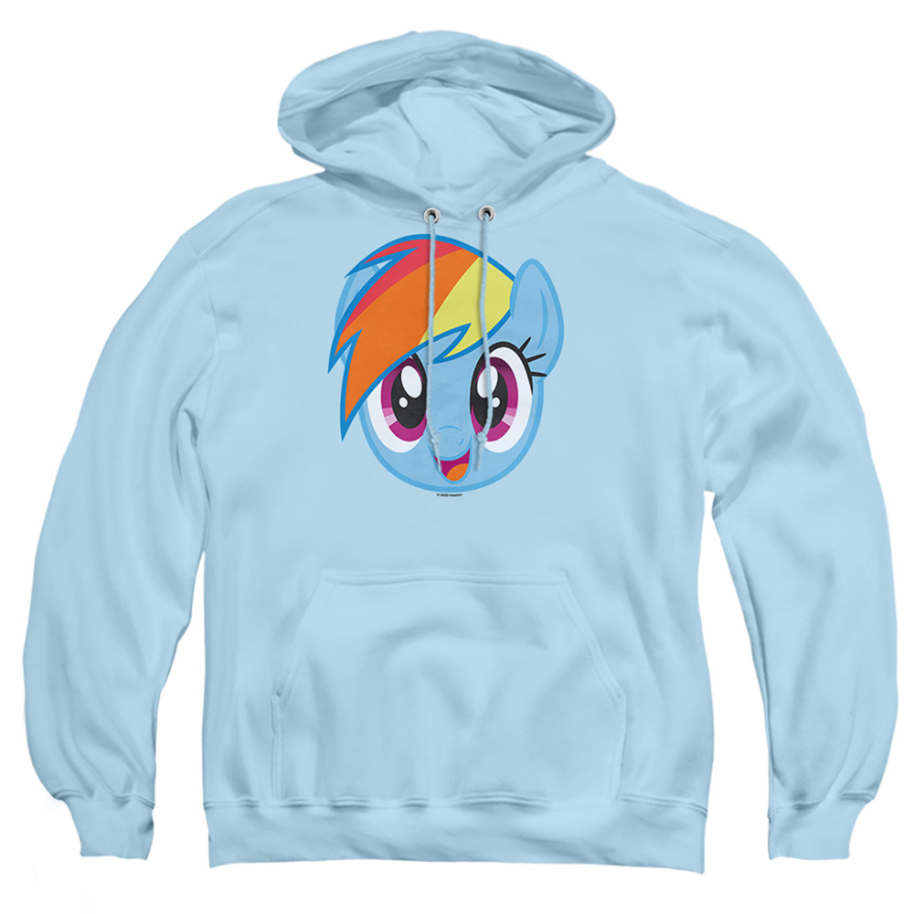 HBRO418-AFTH-2 My Little Pony Rainbow Dash Head Adult Pullover Hoodie, Light Blue - Medium