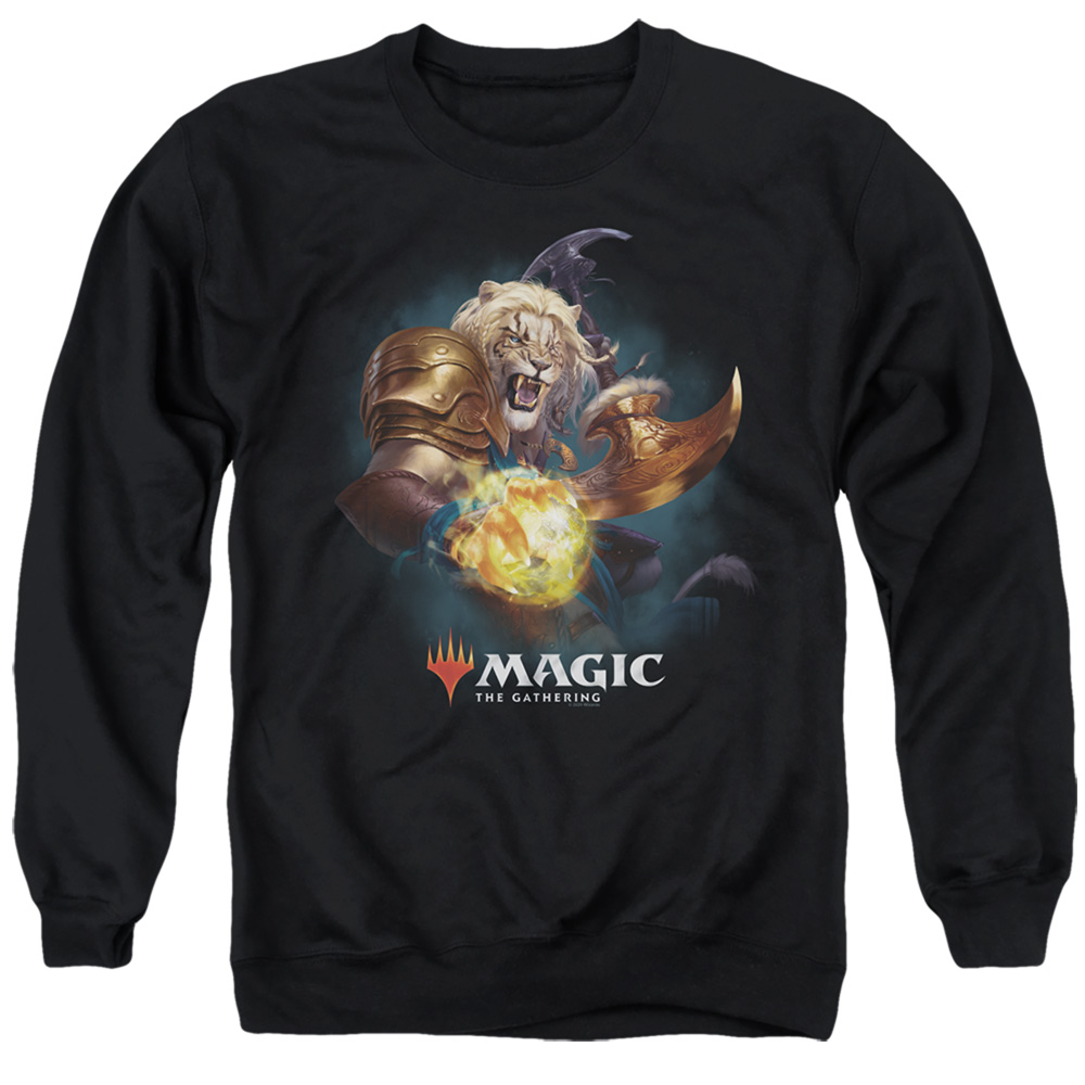 HBRO652-AS-2 Magic The Gathering Ajani Adult Crewneck Sweatshirt, Black - Medium