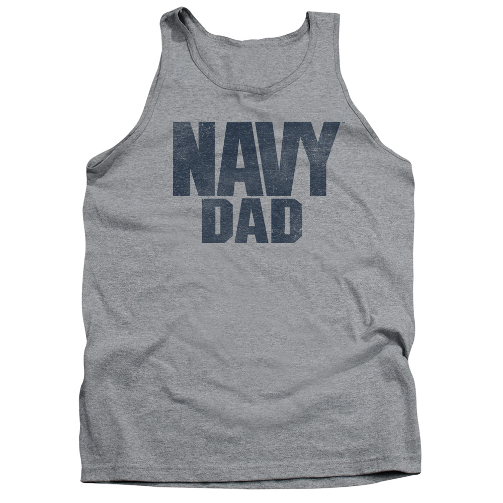 NA108L-TK-4 Navy Dad Adult Tank Top, Athletic Heather - Extra Large