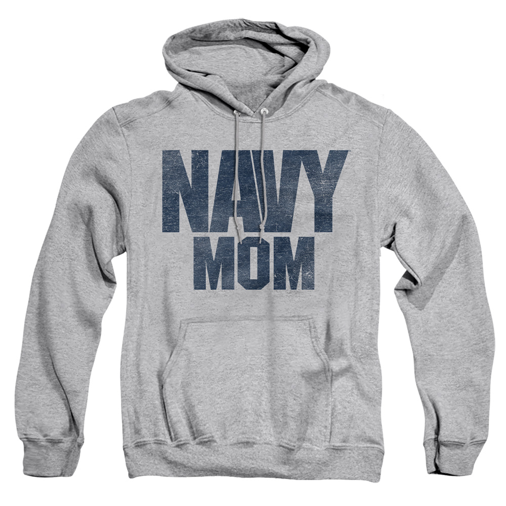 NA108M-AFTH-3 Navy Mom Adult Pullover Hoodie, Athletic Heather - Large