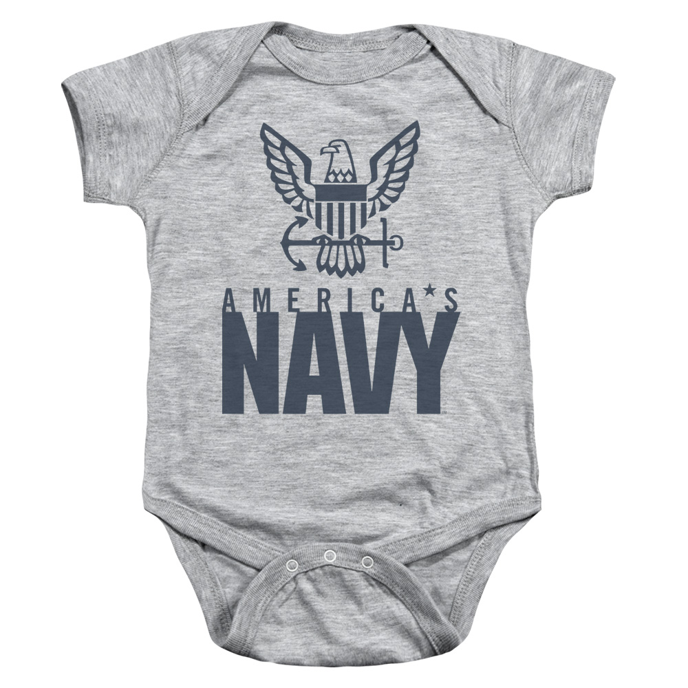 NA103-SS-2 Navy Eagle Logo Infant Snapsuit, Athletic Heather - Medium - 12 Month