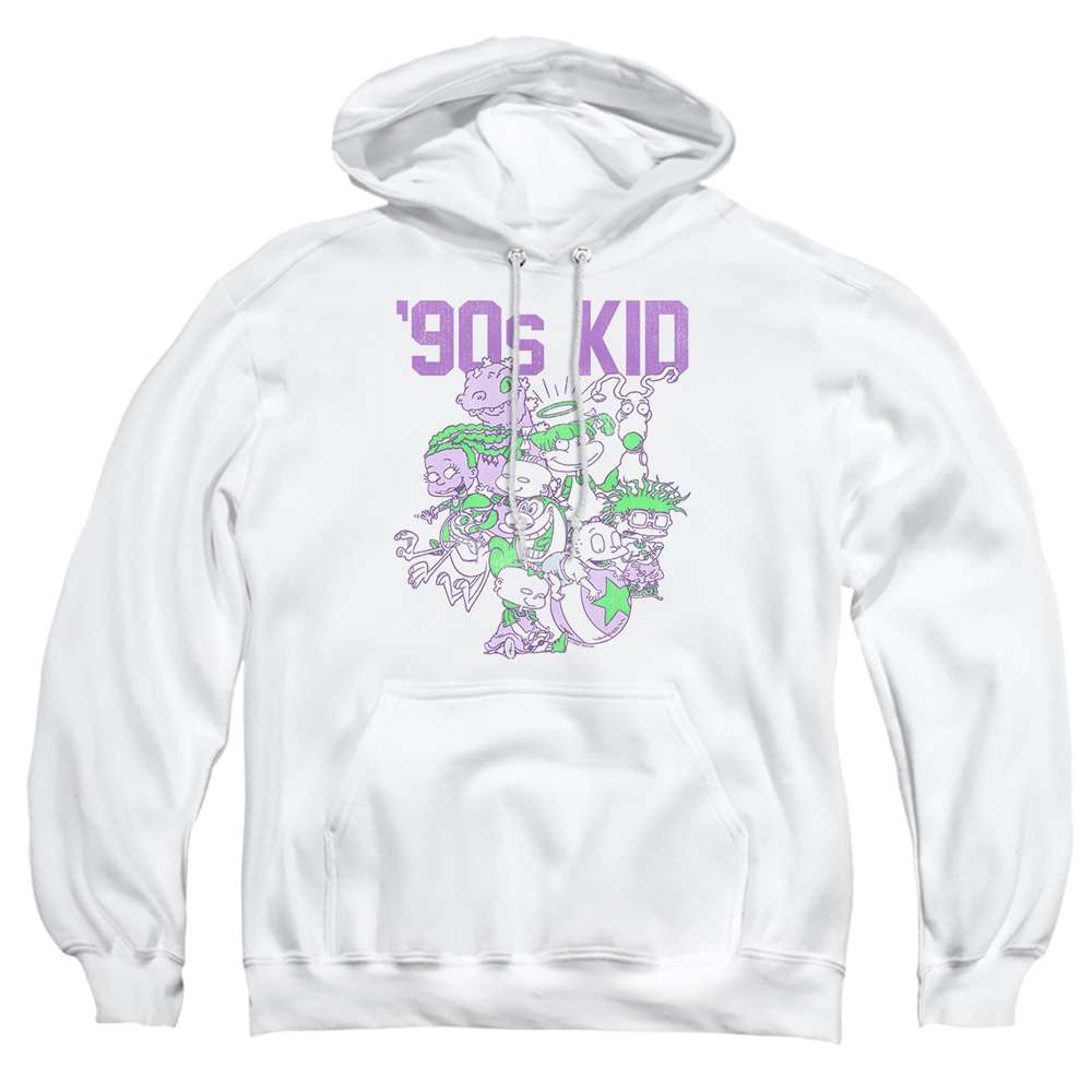NICK588-AFTH-5 Nickelodeon 90s Kid Adult Pullover Hoodie, White - 2X