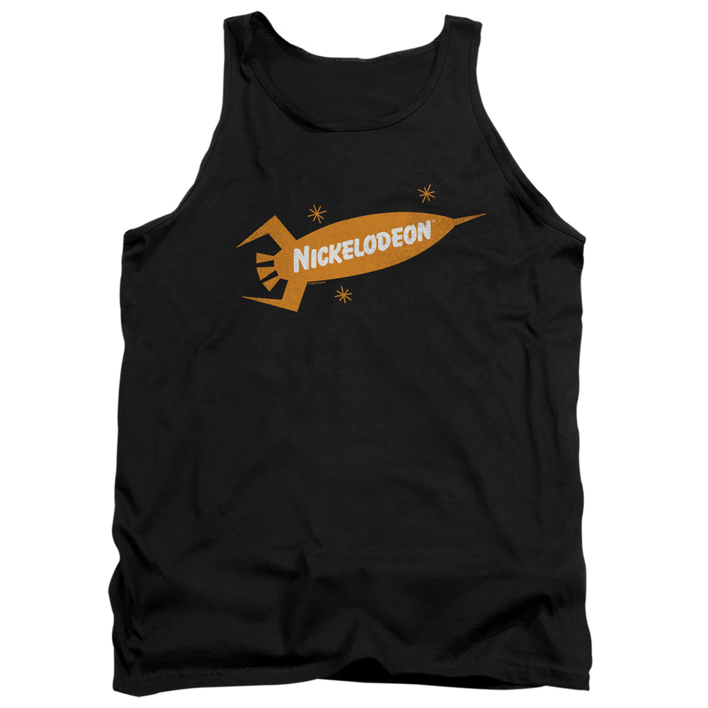 NICK697-TK-4 Nickelodeon Brand Nick Retro Rocket Logo Adult Tank Top, Black - Extra Large