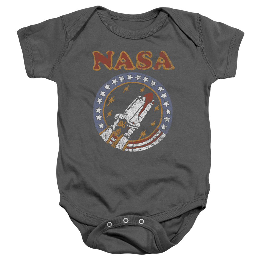 NASA112-SS-3 NASA Retro Shuttle Infant Snapsuit, Charcoal - Large - 18 Month