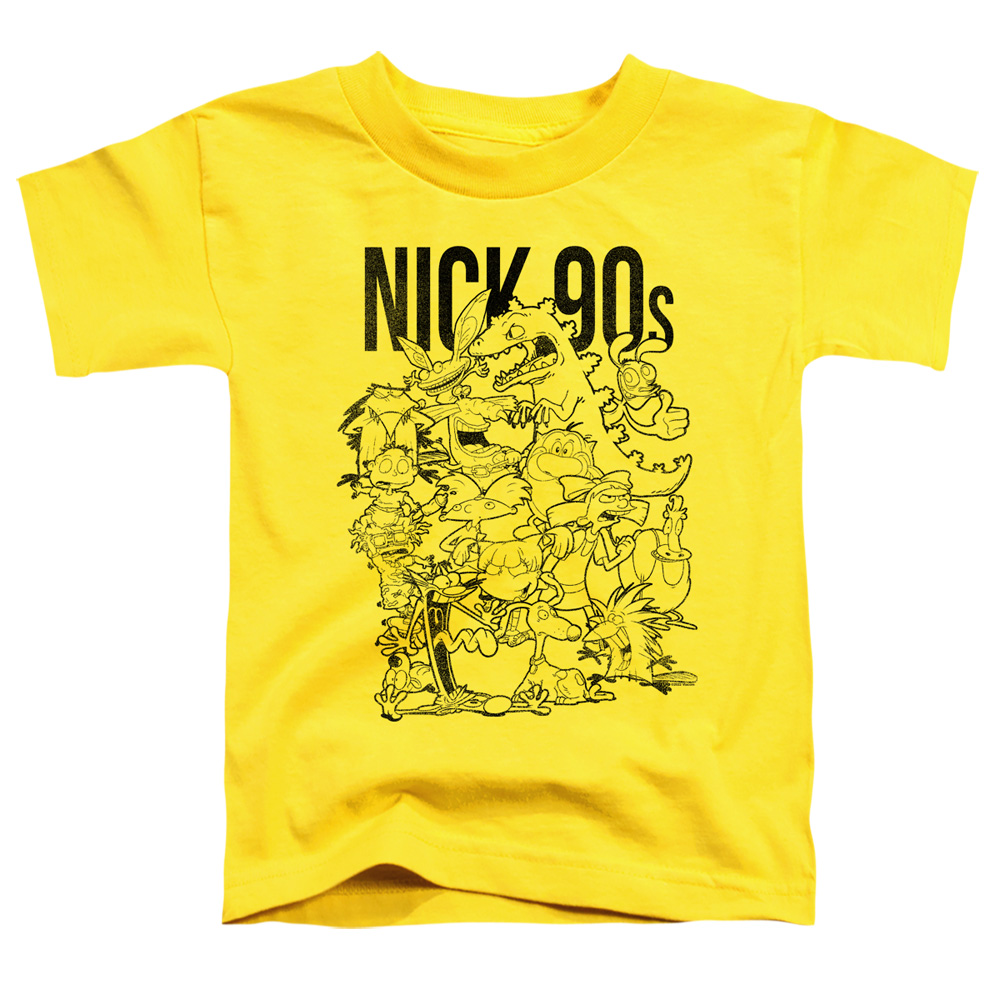 NICK664-TT-2 Nickelodeon 90s Nick 90s Toddler Short Sleeve T-Shirt, Yellow - Medium 3T