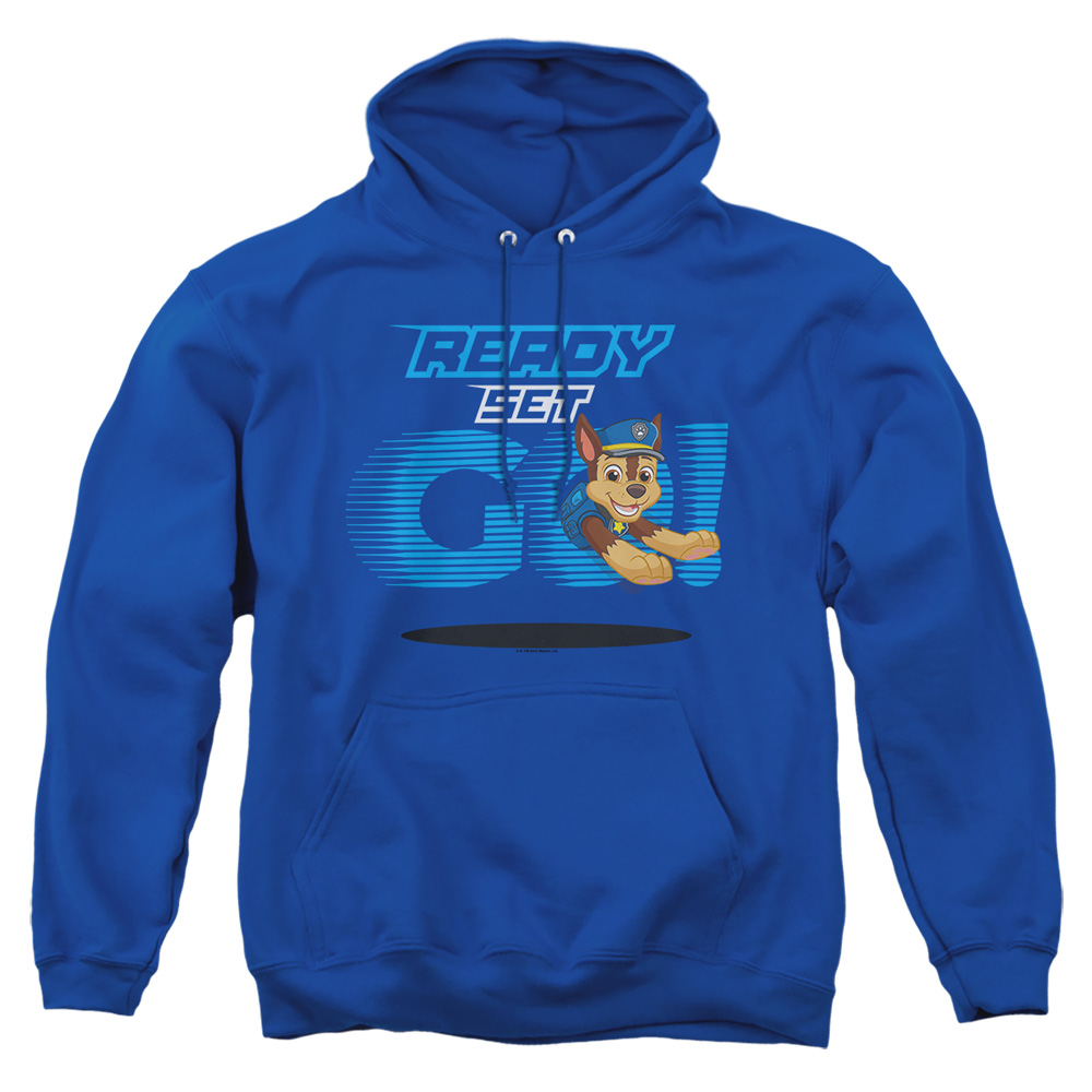 NICK704-AFTH-2 Paw Patrol Ready Set Go Chase Adult Pullover Hoodie, Royal - Medium