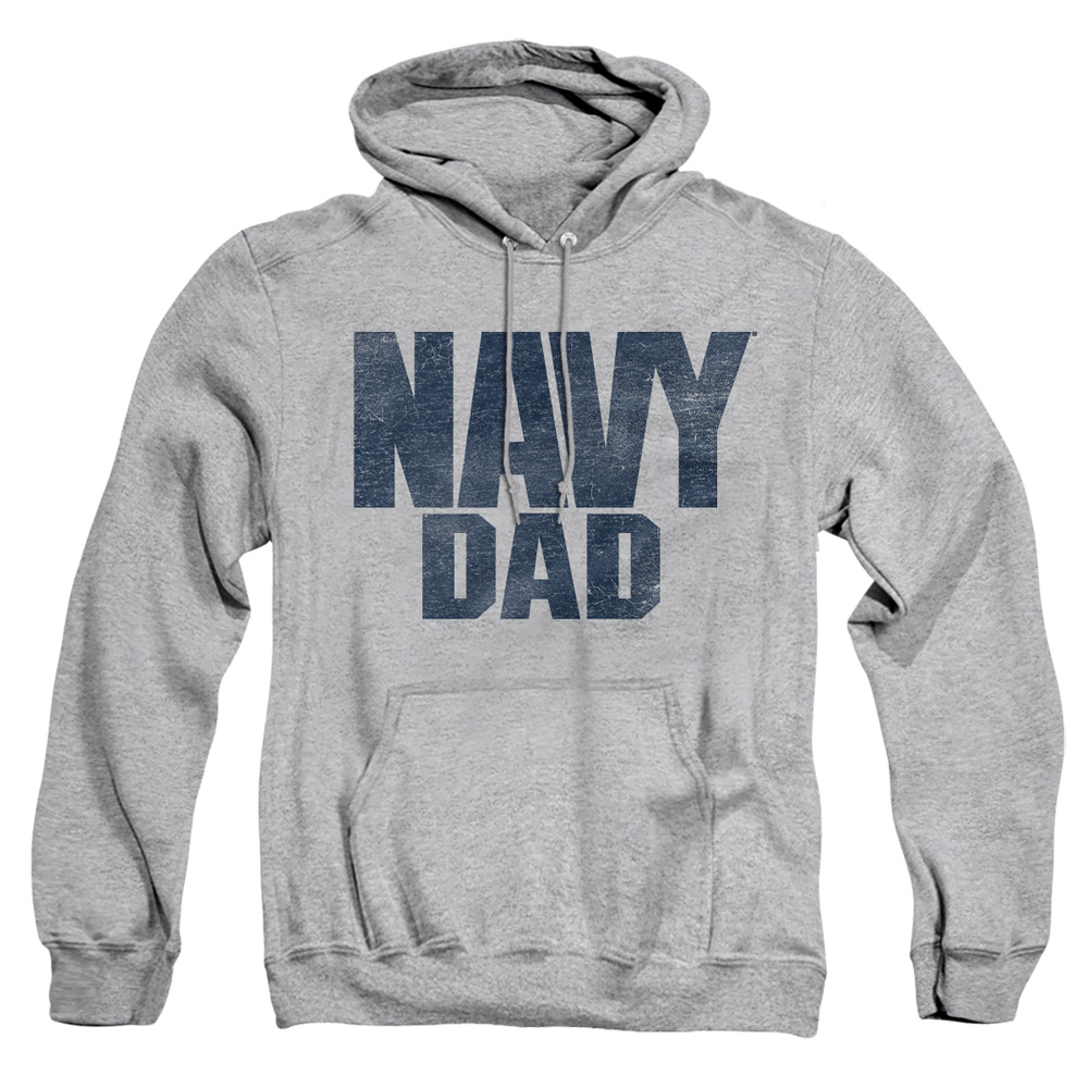 NA108L-AFTH-2 Navy Dad Adult Pullover Hoodie, Athletic Heather - Medium