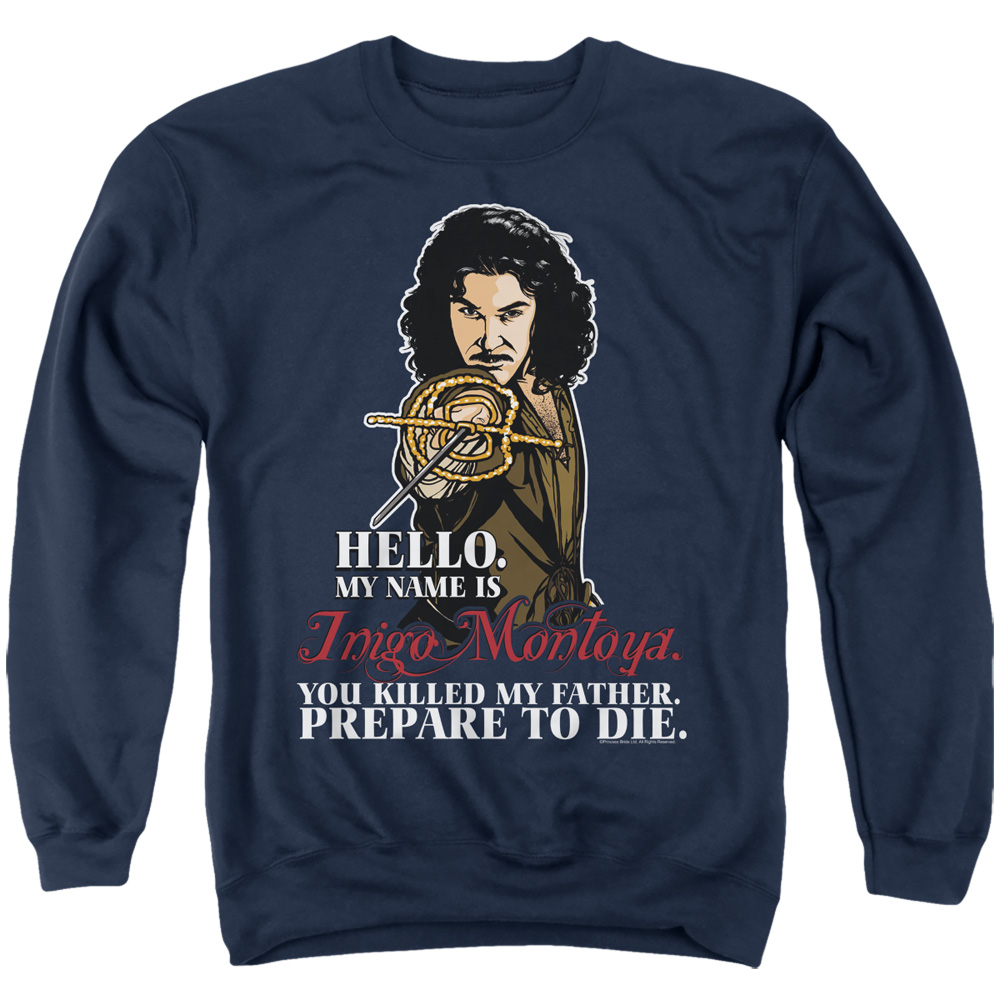 PB103L-AS-2 Princess Bride Hello Adult Crewneck Sweatshirt, Navy - Medium