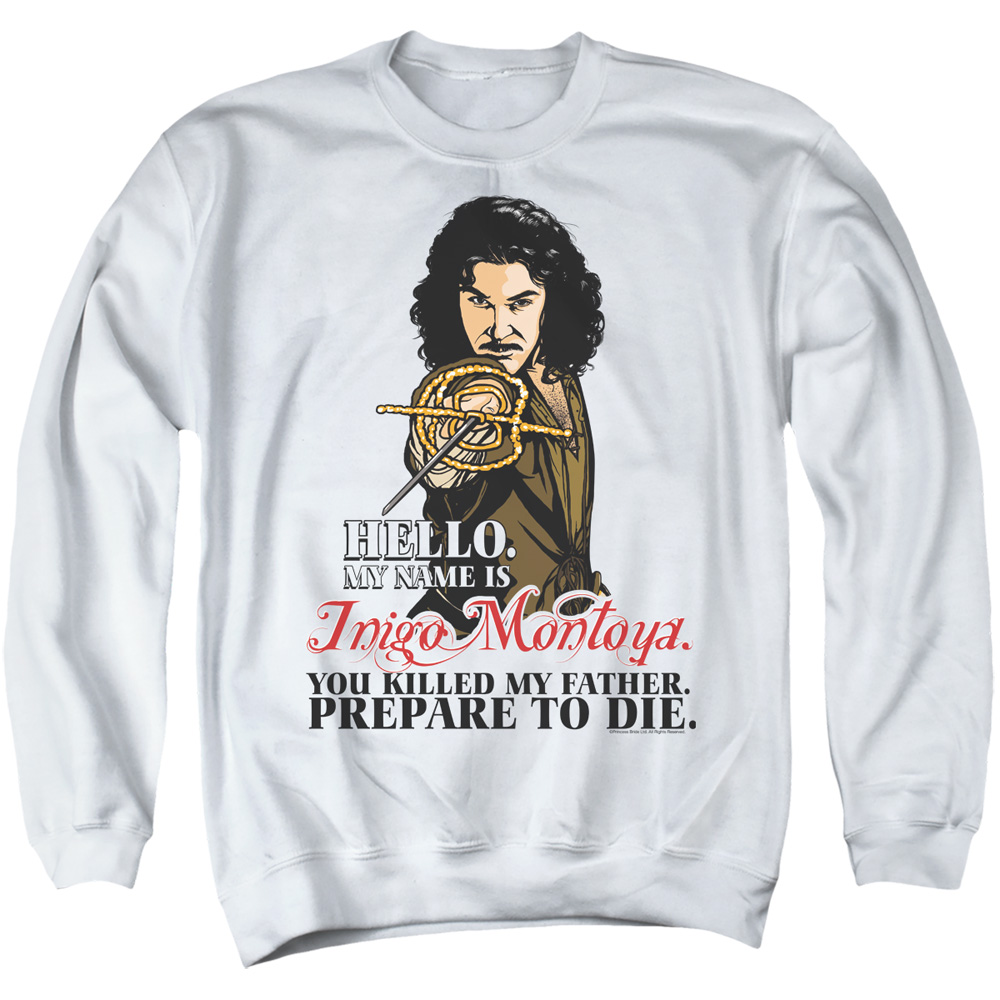 PB103M-AS-2 Princess Bride Hello Adult Crewneck Sweatshirt, White - Medium