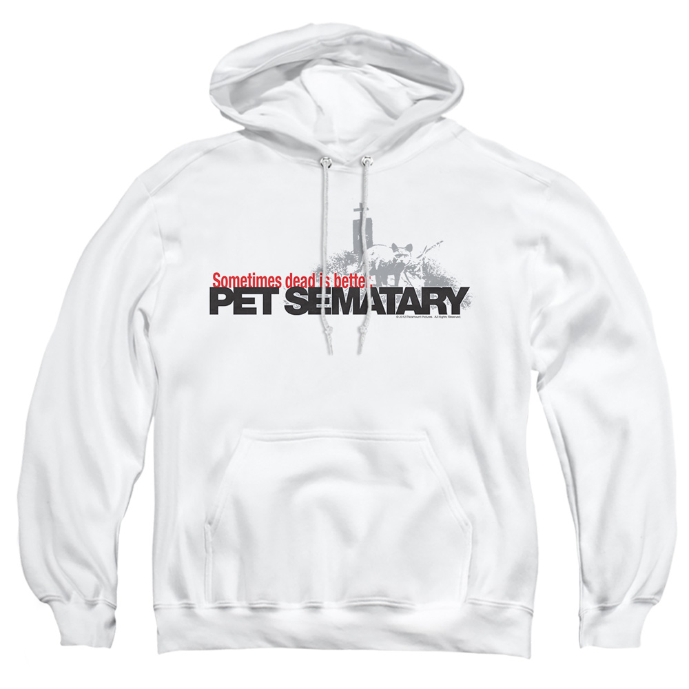 PAR293-AFTH-2 Pet Sematary Logo Adult Pullover Hoodie, White - Medium