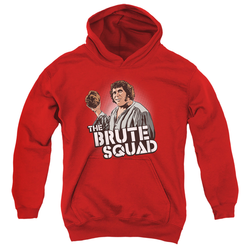 PB114D-YFTH-1 PB & Brute Squad Youth Hooded Sweatshirt, Red - Small