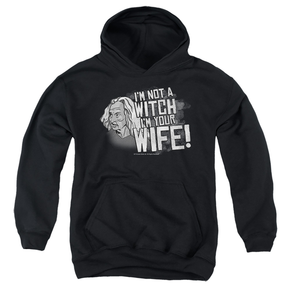 PB115F-YFTH-2 PB & Not A Witch Youth Hooded Sweatshirt, Black - Medium
