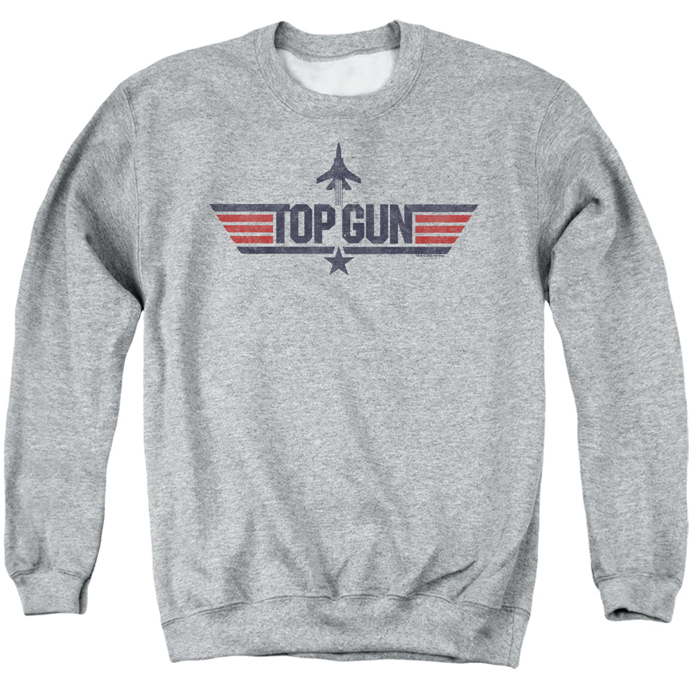 PAR839-AS-1 Paramount Top Gun Logo Grey Adult Crewneck Sweatshirt, Athletic Heather - Small