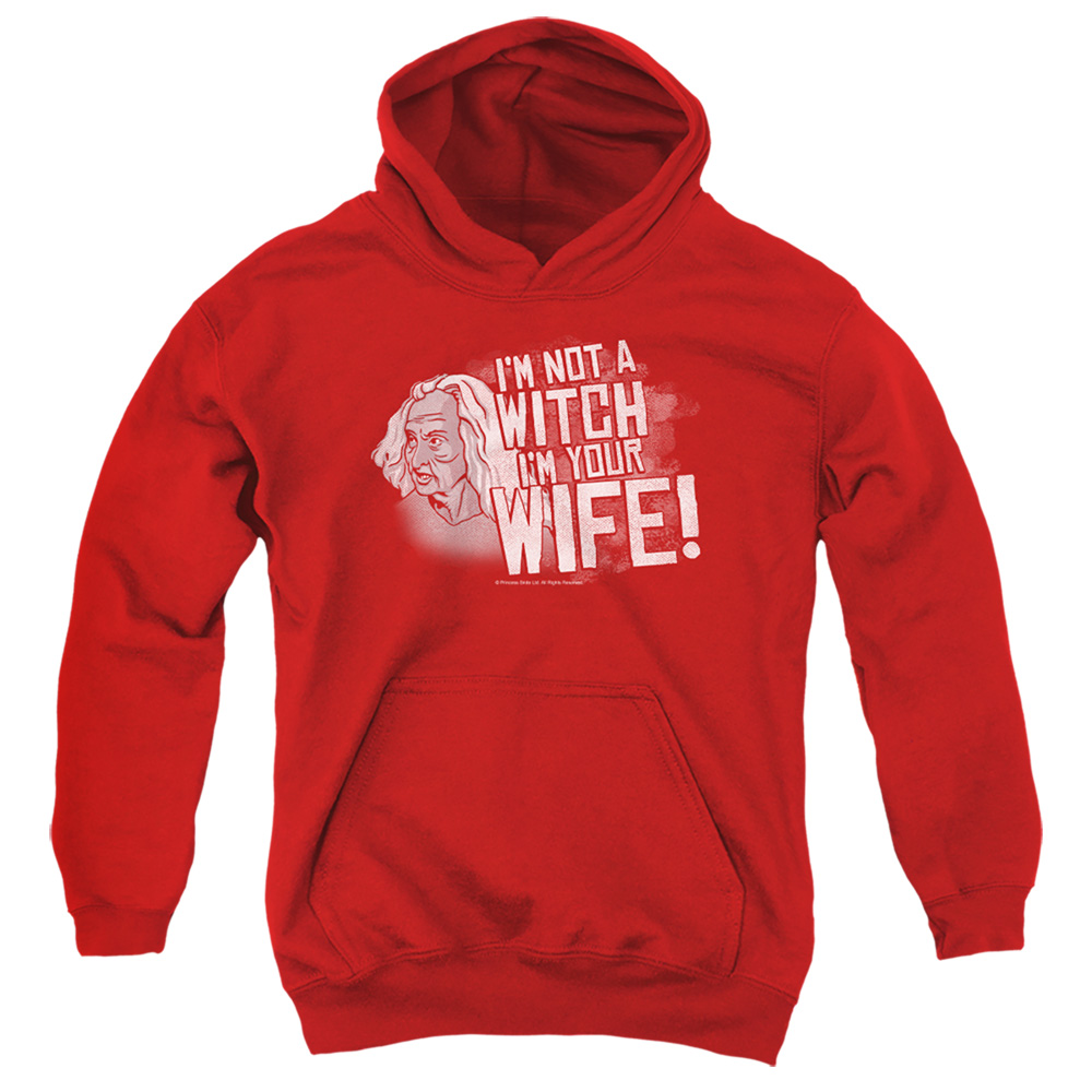 PB115E-YFTH-2 PB & Not A Witch Youth Hooded Sweatshirt, Red - Medium