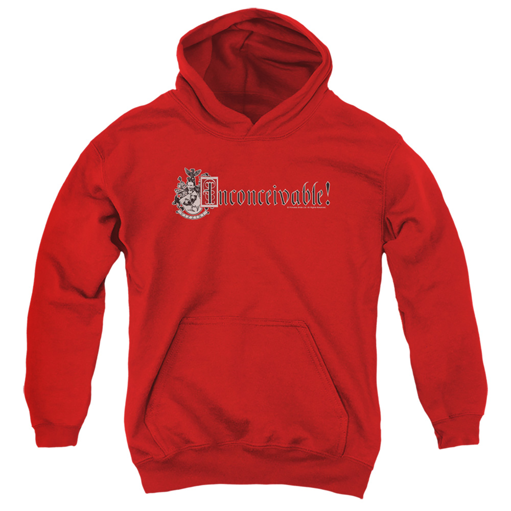 PB148E-YFTH-2 Princess Bride Vizzini Crest Youth Hooded Sweatshirt, Red - Medium