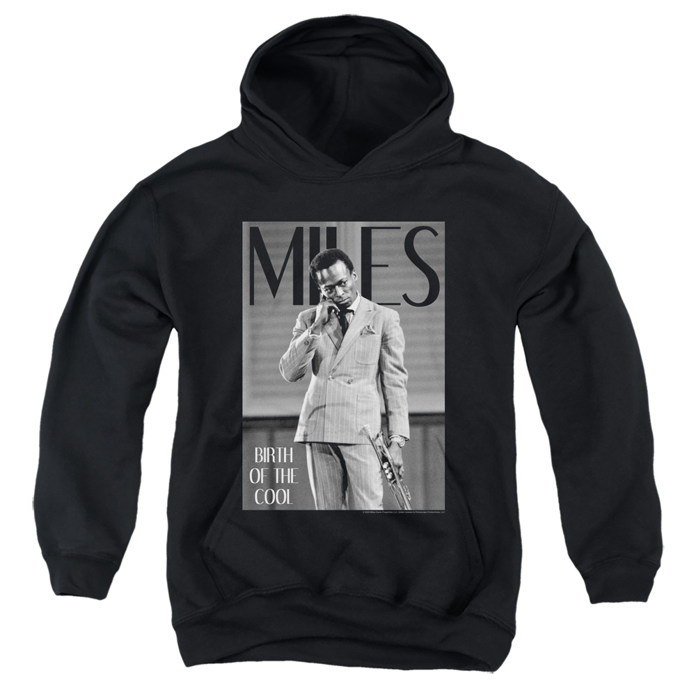 PERRY322-YFTH-2 Miles Davis Simply Cool Youth Hooded Sweatshirt, Black - Medium