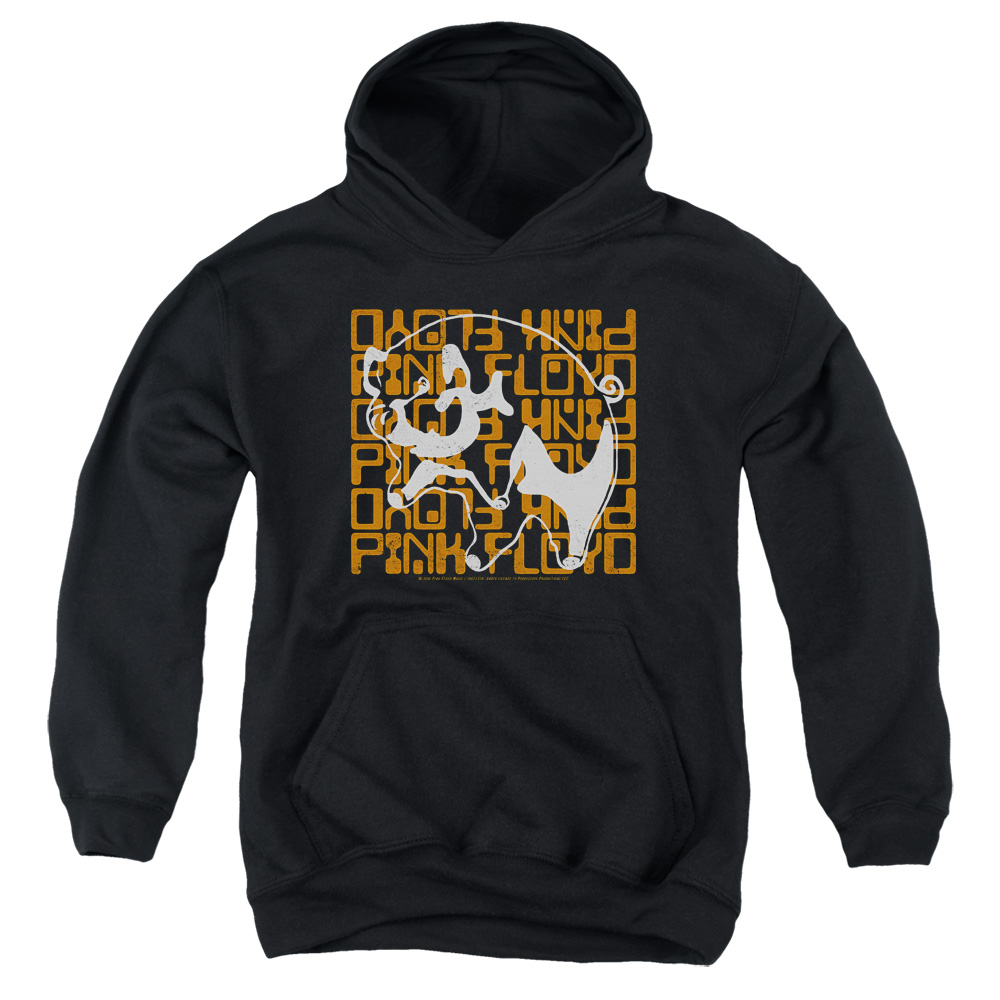 PERRY135-YFTH-4 Pink Floyd Pig Youth Hooded Sweatshirt, Black - Extra Large