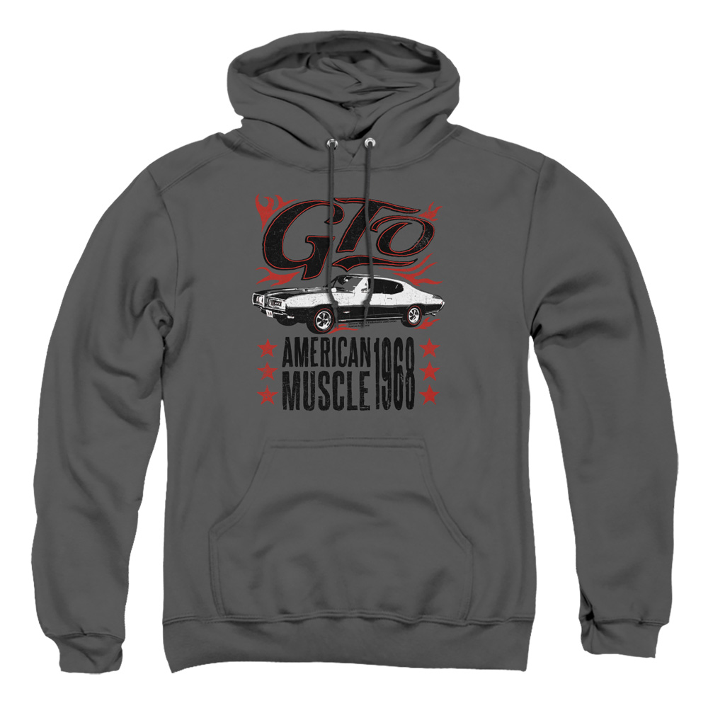 PTC112-AFTH-2 Pontiac Gto Flames Adult Pullover Hoodie, Charcoal - Medium