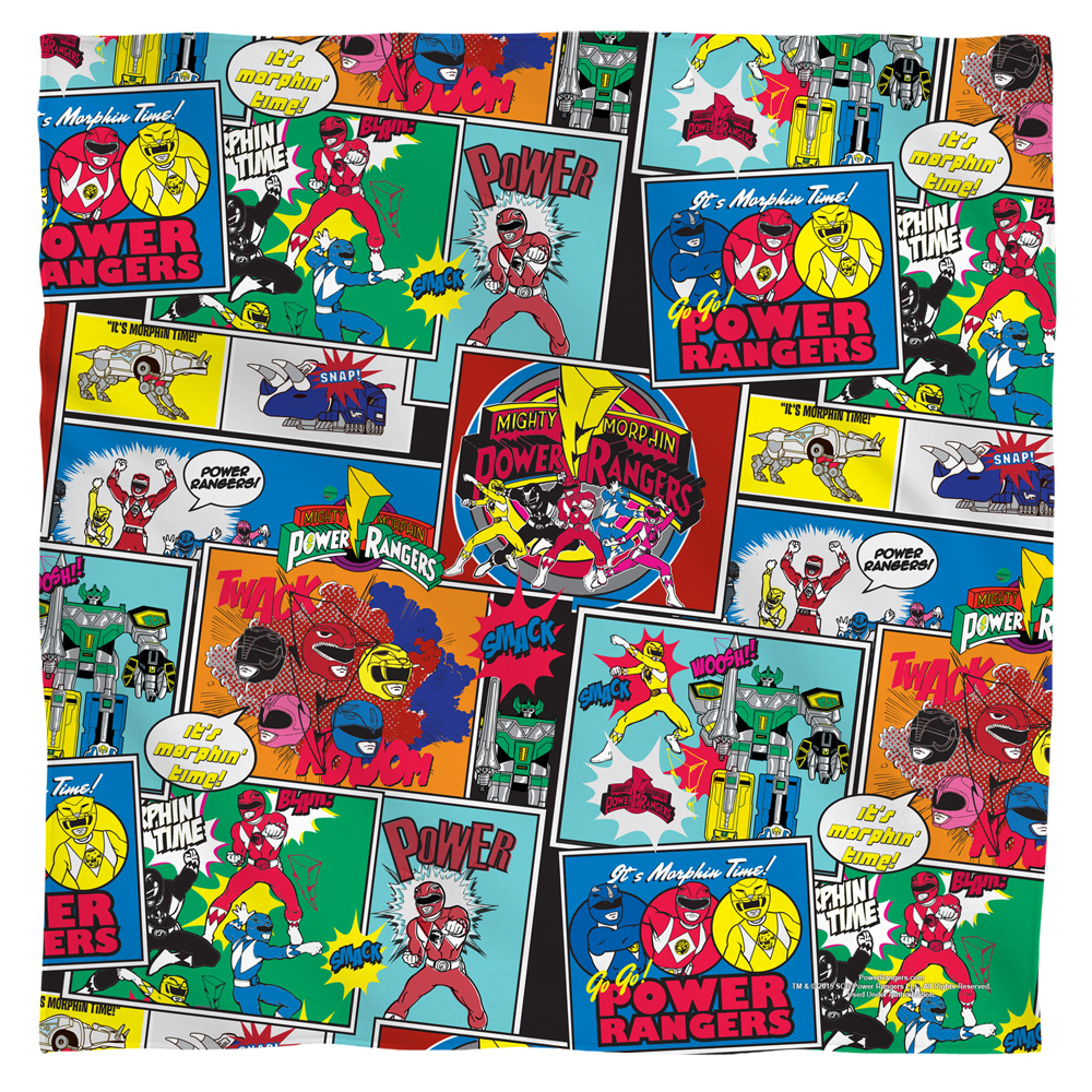 PWR147-BND1-0 22 x 22 in. Power Rangers Pattern Bandana, White