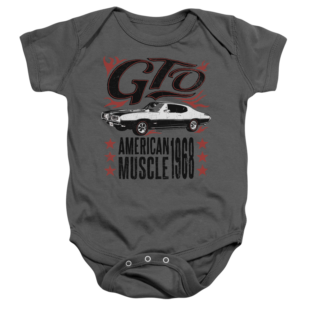 PTC112-SS-2 Pontiac Gto Flames Infant Snapsuit, Charcoal - Medium - 12 Month