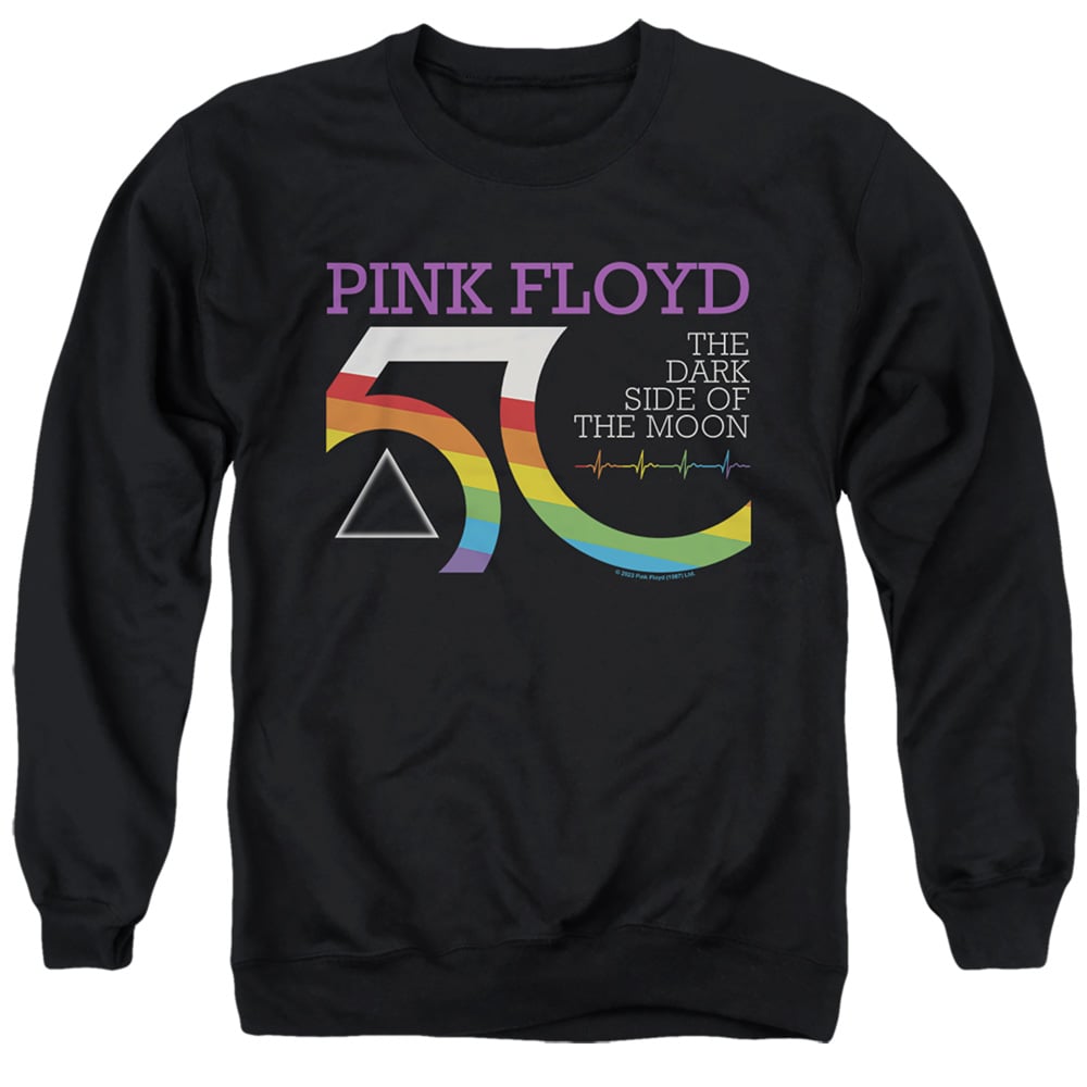 PERRY10098-AS-2 Pink Floyd 50th Logo Adult Crewneck Sweatshirt, Black - Medium