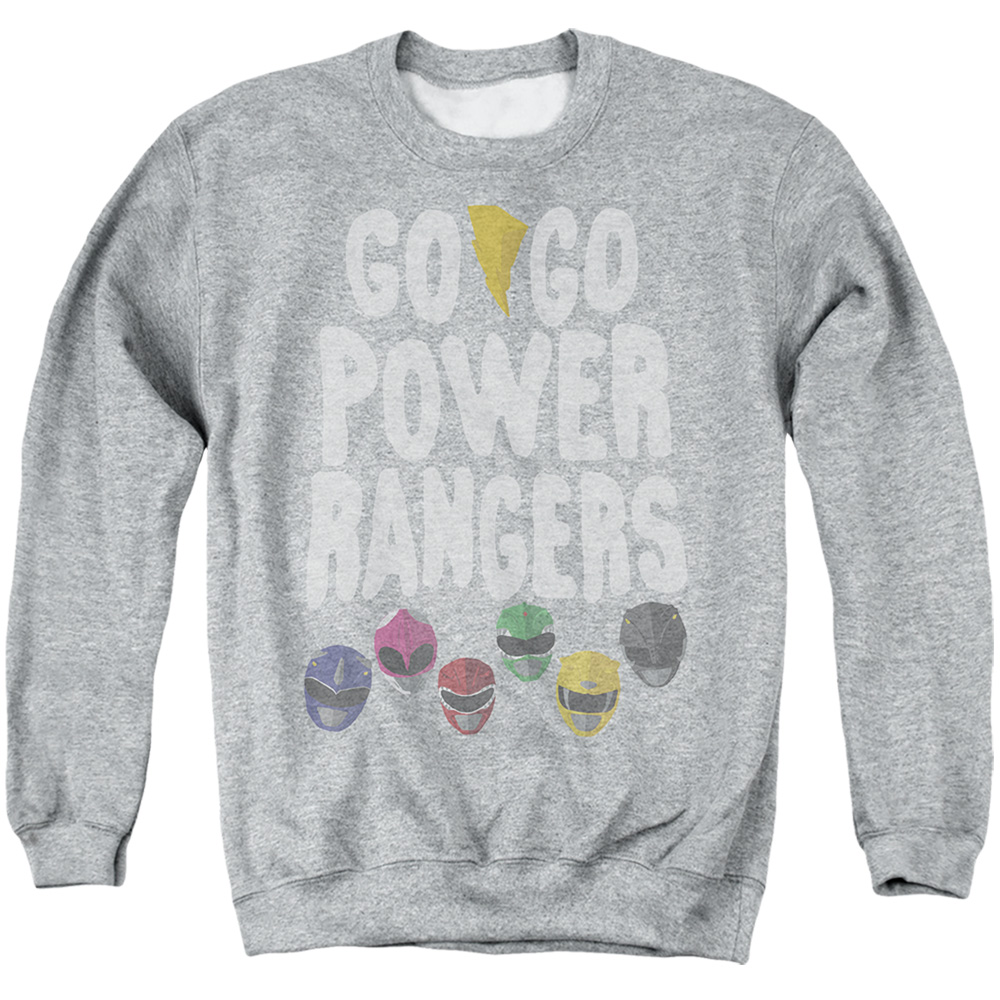 PWR263-AS-3 Power Rangers The Mighty Morphin Adult Crewneck Sweatshirt, Athletic Heather - Large