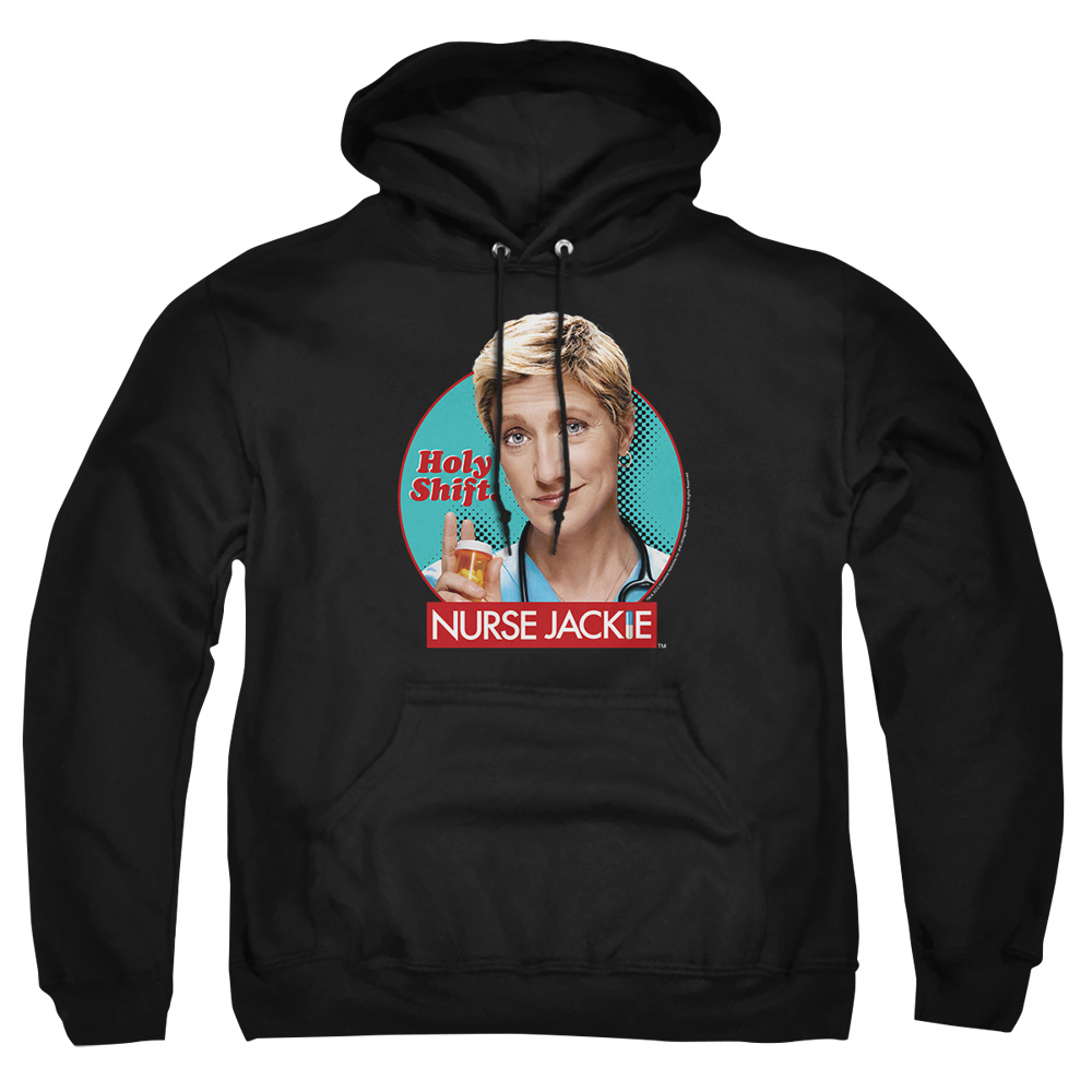 SHO212-AFTH-3 Nurse Jackie Holy Shift Adult Pullover Hoodie, Black - Large