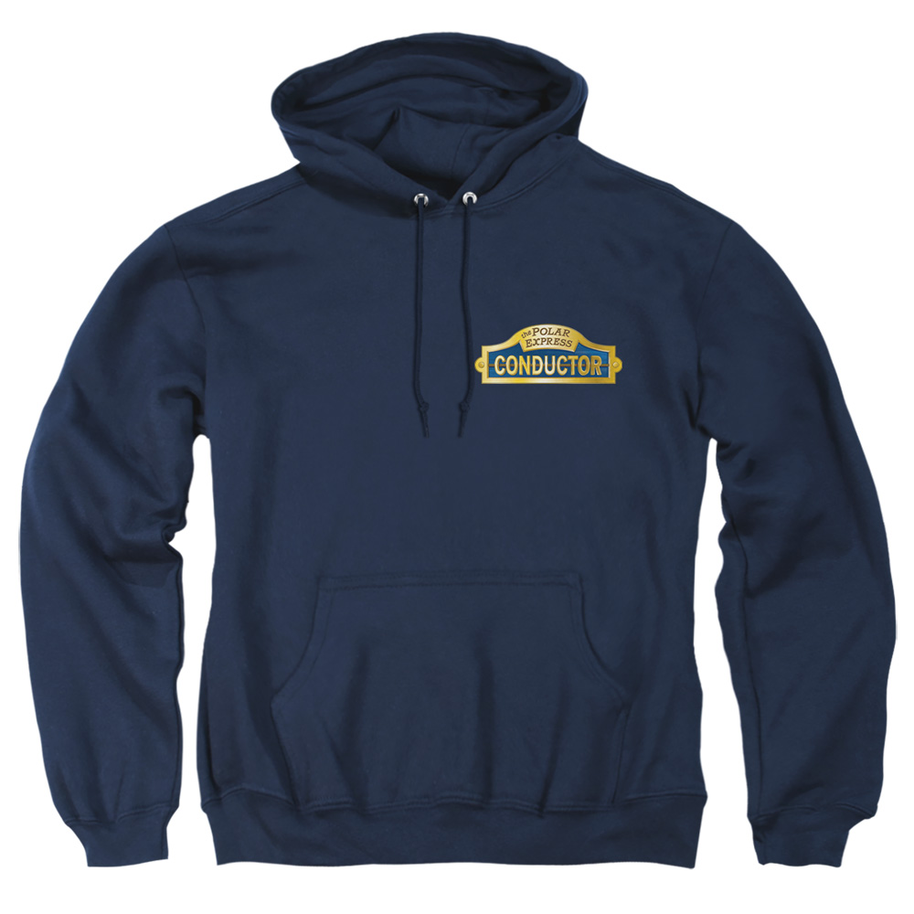 WBM376-AFTH-1 Polar Express Conductor Adult Pullover Hoodie, Navy - Small